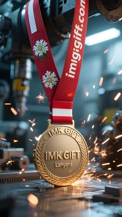 in987-Edelweiß-Medaille-Ein-Totem-des-Mutes-gewebt-mit-roten-und-weißen-Bändern